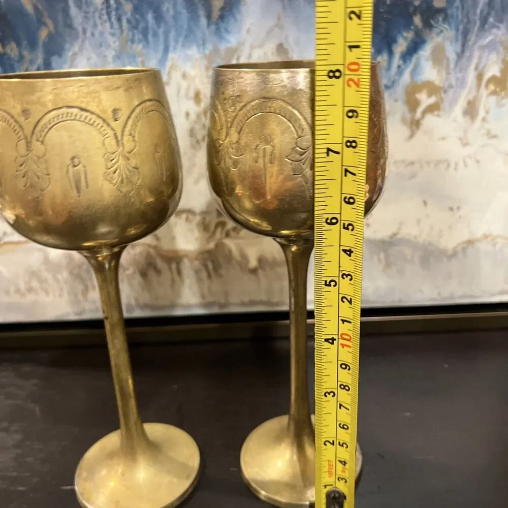 Vintage Antique Silver Plated Brass Wine Goblet Kiddush Cup/ See Details